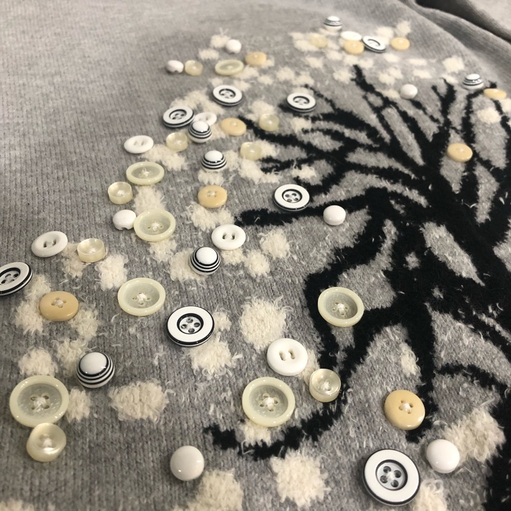 Anthro Monogram Button Tree Sweater - image 2